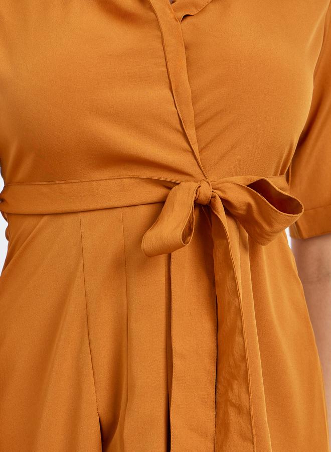 Styli Women Orange Solid Midi Blazer Dress - Image 4